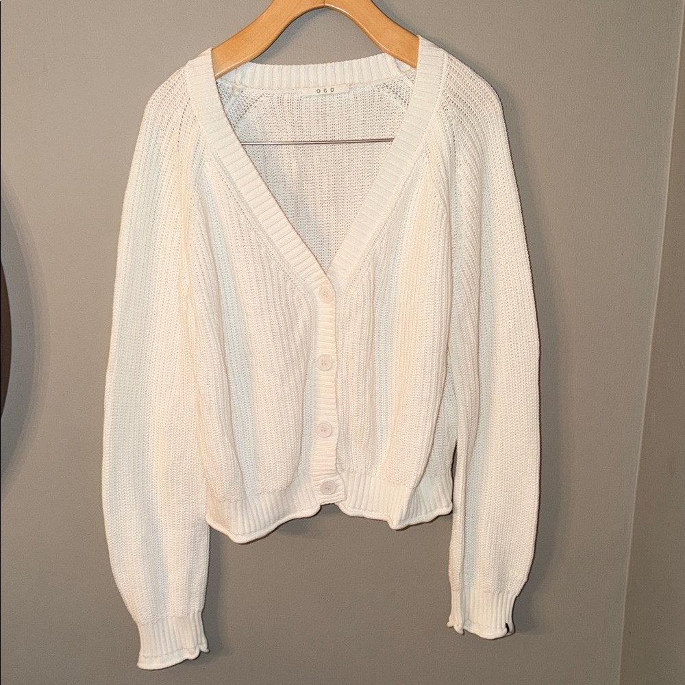 One Grey Day Raleigh White Cardigan Sweater Size L - Picture 4 of 7